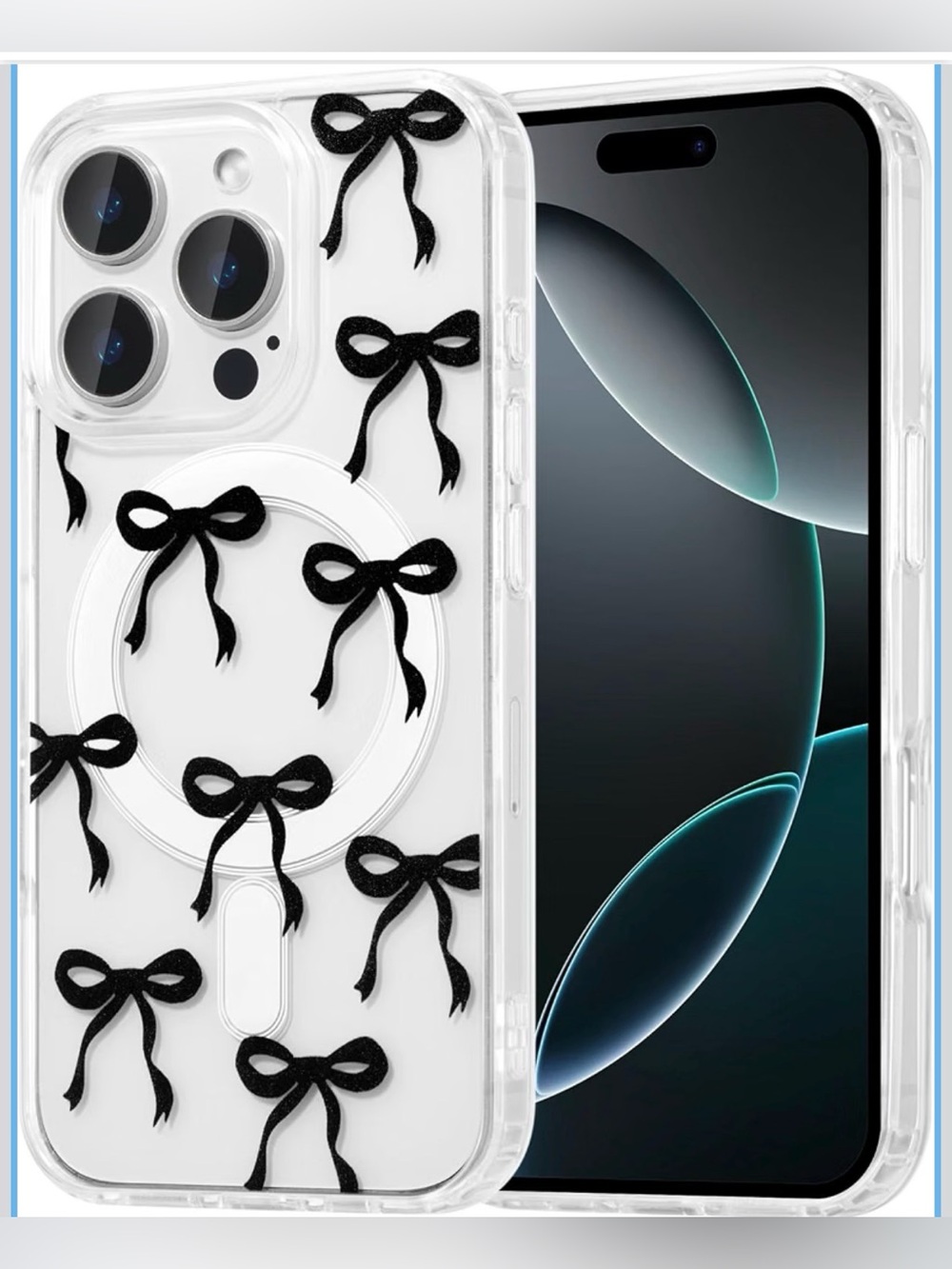 Clear Black Bow MagSafe Case for iPhone 13 Pro – New